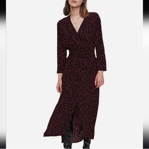 Maje Rosila Black and Pink Long Sleeve Dress